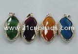 NGP1566 11*32*58mm marquise agate with brass setting pendants