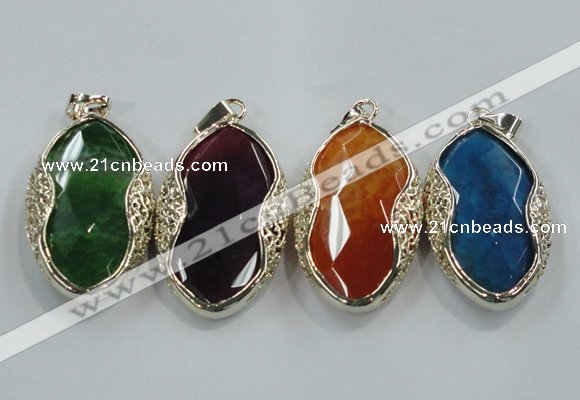 NGP1566 11*32*58mm marquise agate with brass setting pendants