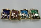 NGP1568 9*33*45mm rectangle agate with brass setting pendants