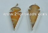 NGP1571 30*65mm arrowhead agate gemstone pendants