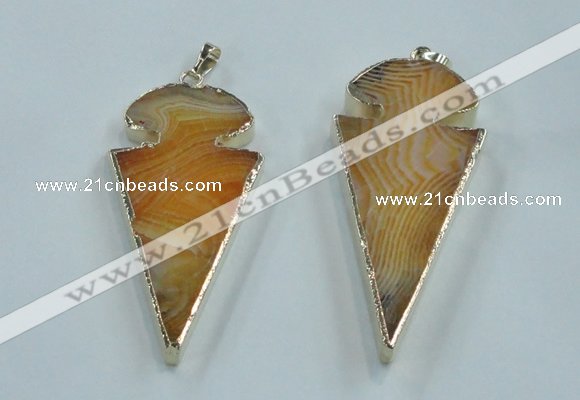 NGP1571 30*65mm arrowhead agate gemstone pendants