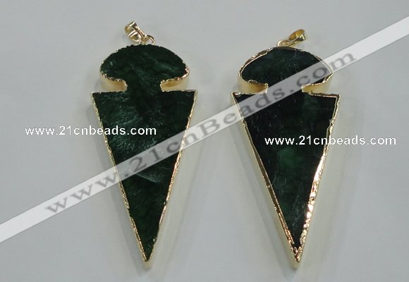 NGP1573 30*65mm arrowhead agate gemstone pendants