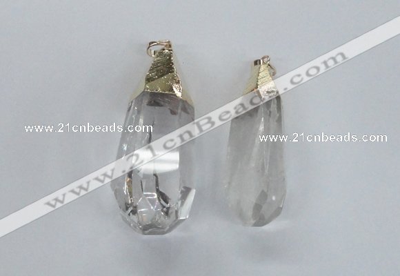 NGP1576 18*50mm - 22*60mm faceted nuggets white crystal pendants