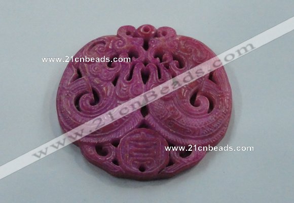 NGP1610 67*68mm Carved dyed natural hetian jade pendants wholesale