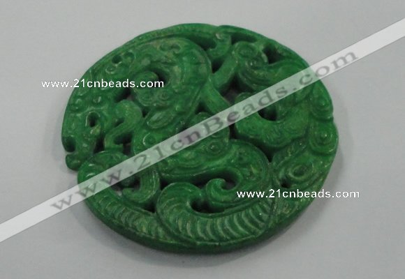 NGP1619 66*67mm Carved dyed natural hetian jade pendants wholesale