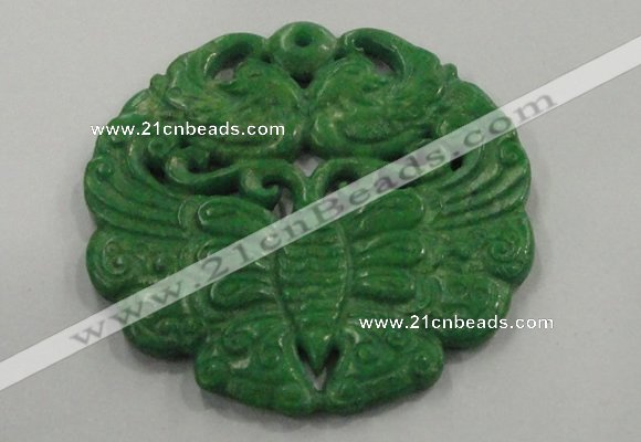 NGP1620 65*65mm Carved dyed natural hetian jade pendants wholesale