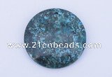 NGP163 2pcs 40mm flat round dyed chrysocolla gemstone pendants