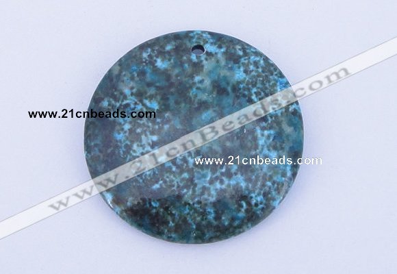 NGP163 2pcs 40mm flat round dyed chrysocolla gemstone pendants