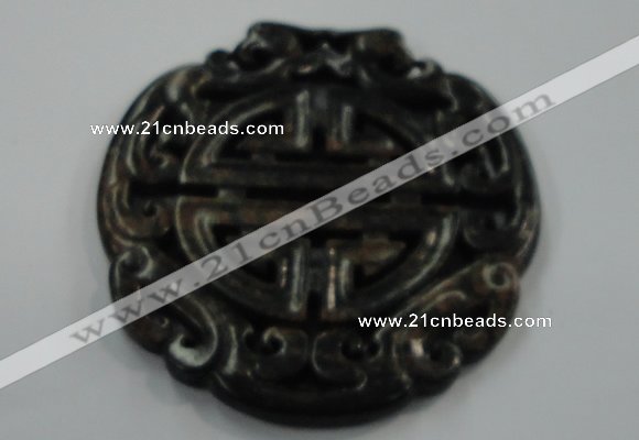 NGP1640 65*67mm Carved dyed natural hetian jade pendants wholesale