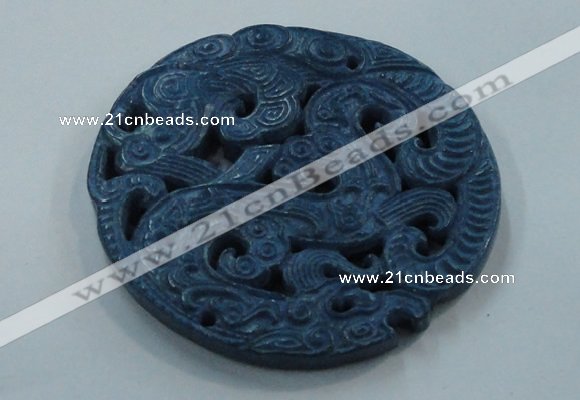 NGP1646 65*65mm Carved dyed natural hetian jade pendants wholesale