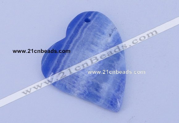 NGP165 2pcs 36*40mm heart dyed blue lace agate gemstone pendants