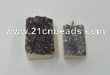 NGP1670 25*35mm - 30*45mm rectangle druzy amethyst pendants