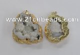 NGP1675 35*40mm - 45*50mm freeform plated druzy agate pendants