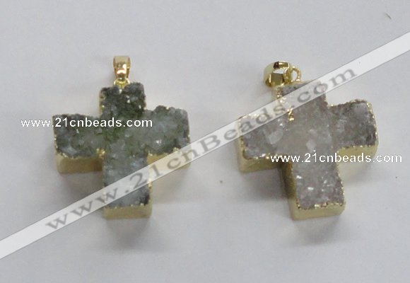NGP1682 25*26mm - 27*28mm cross druzy agate pendants wholesale