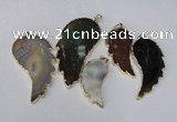 NGP1695 20*40mm - 35*70mm carved leaf agate gemstone pendants