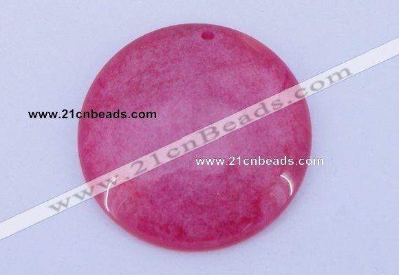 NGP170 2pcs 45mm flat round dyed white jade gemstone pendants