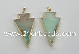 NGP1703 27*47mm arrowhead australia chrysoprase pendants