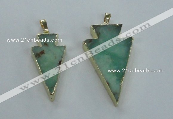 NGP1704 18*38mm - 27*47mm arrowhead australia chrysoprase pendants