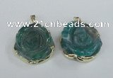 NGP1711 28*30mm - 30*32mm carved flower agate gemstone pendants