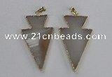 NGP1713 28*50mm - 30*55mm arrowhead agate gemstone pendants