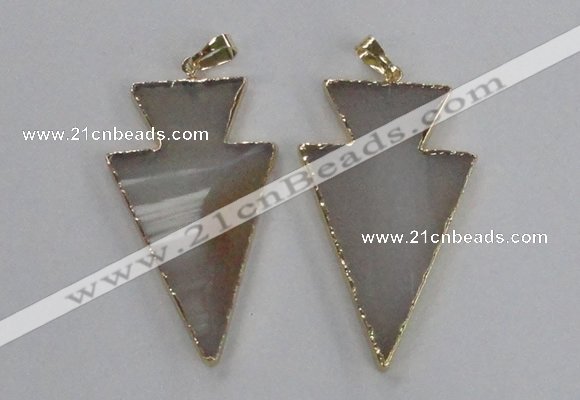 NGP1713 28*50mm - 30*55mm arrowhead agate gemstone pendants