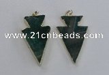 NGP1718 28*50mm - 30*55mm arrowhead agate gemstone pendants