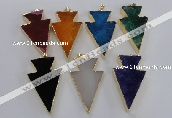 NGP1719 28*50mm - 30*55mm arrowhead agate gemstone pendants