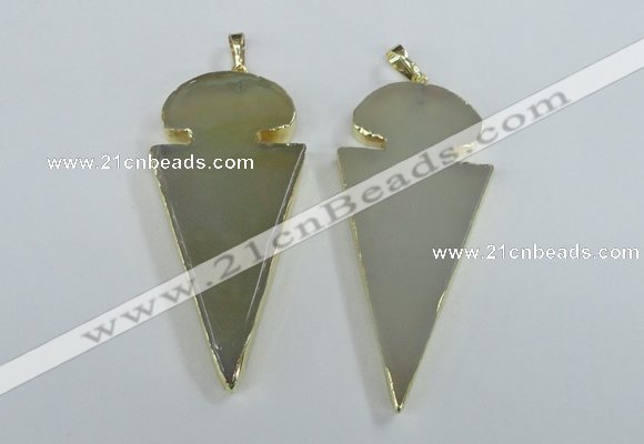 NGP1721 30*65mm arrowhead agate gemstone pendants wholesale