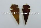 NGP1722 30*65mm arrowhead agate gemstone pendants wholesale