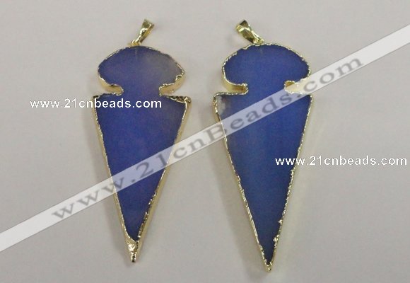 NGP1723 30*65mm arrowhead agate gemstone pendants wholesale