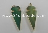 NGP1724 30*65mm arrowhead agate gemstone pendants wholesale