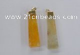 NGP1727 15*55mm trapezoid agate gemstone pendants wholesale