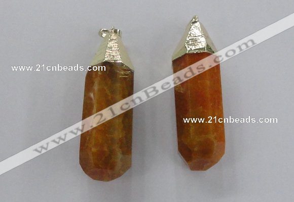 NGP1734 17*60mm faceted nuggets agate gemstone pendants wholesale