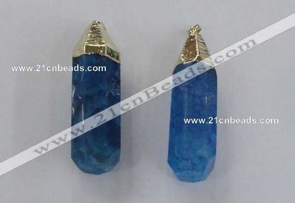 NGP1737 17*60mm faceted nuggets agate gemstone pendants wholesale