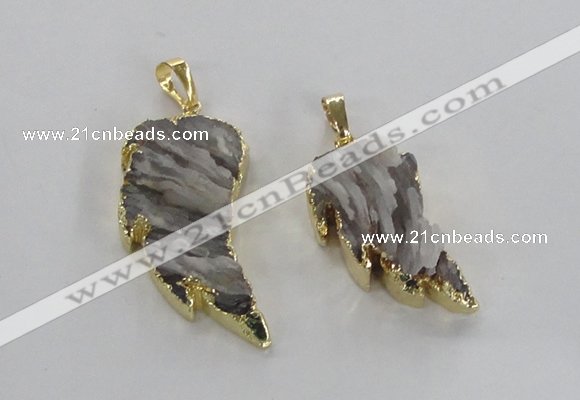 NGP1742 15*30mm - 20*40mm carved leaf druzy agate pendants