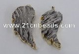 NGP1744 28*55mm - 30*65mm carved leaf druzy agate pendants