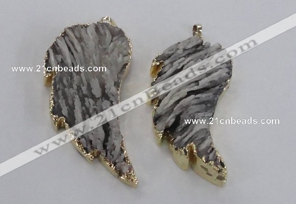 NGP1744 28*55mm - 30*65mm carved leaf druzy agate pendants