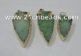 NGP1748 20*30mm - 25*50mm arrowhead druzy agate gemstone pendants