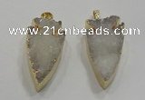 NGP1750 20*30mm - 25*50mm arrowhead druzy agate gemstone pendants