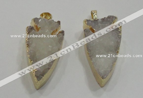 NGP1750 20*30mm - 25*50mm arrowhead druzy agate gemstone pendants