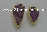 NGP1751 20*30mm - 25*50mm arrowhead druzy agate gemstone pendants