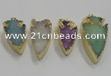 NGP1752 20*30mm - 25*50mm arrowhead druzy agate gemstone pendants