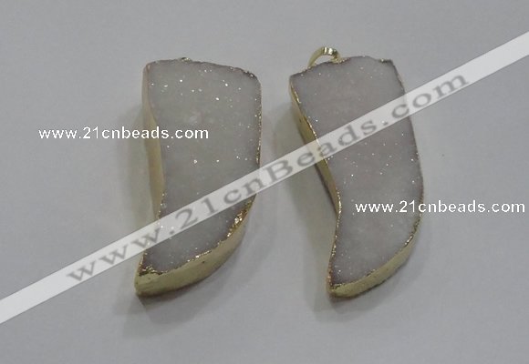 NGP1753 20*45mm oxhorn druzy agate gemstone pendants