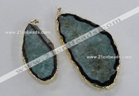 NGP1756 35*60mm - 50*80mm freeform druzy agate gemstone pendants