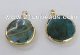 NGP1758 30mm flat round agate gemstone pendants wholesale