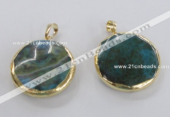 NGP1758 30mm flat round agate gemstone pendants wholesale