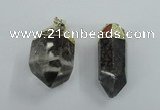 NGP1766 15*35mm - 25*40mm faceted nuggets green phantom quartz pendants