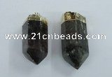 NGP1768 25*55mm - 20*60mm faceted nuggets green phantom quartz pendants