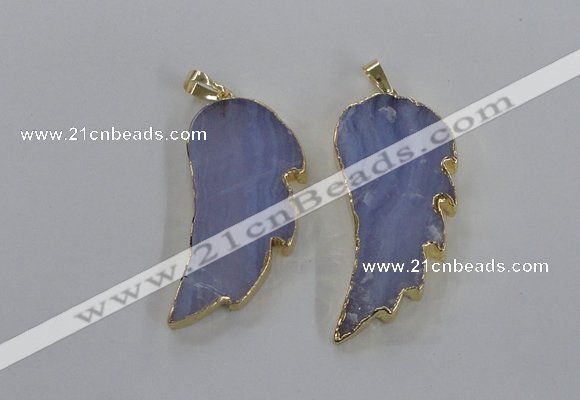 NGP1773 22*45mm - 25*50mm wing-shaped agate gemstone pendants