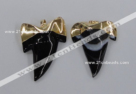 NGP1779 35*45mm - 38*55mm teeth-shaped agate gemstone pendants